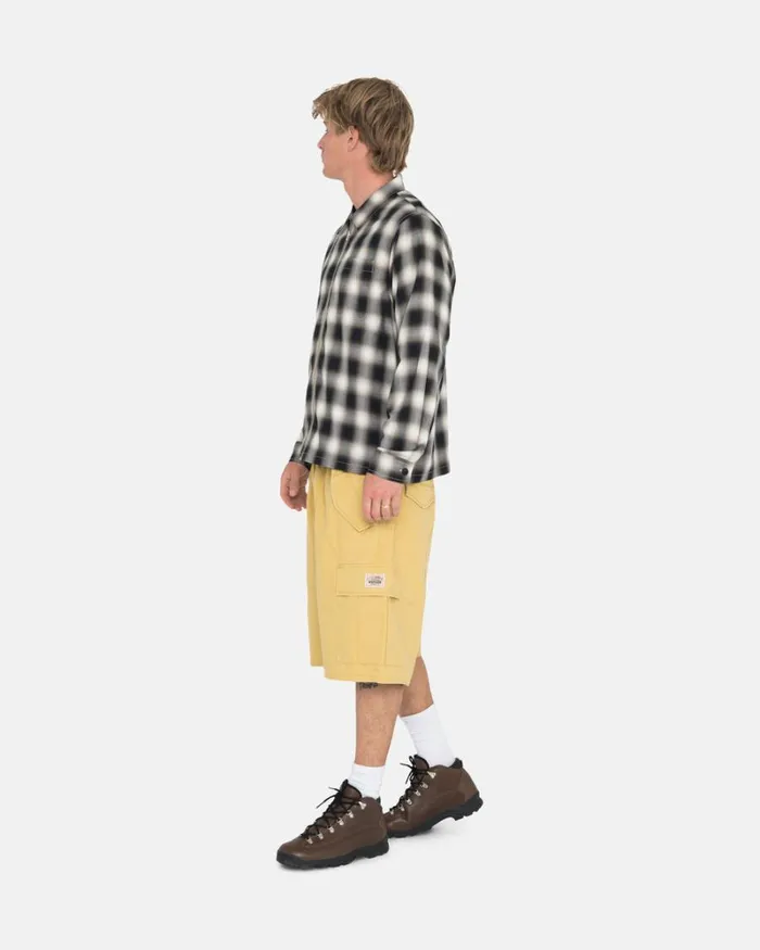Tops and Shirts Men Stussy EDDIE PLAID ZIP SHIRT Black Tops and Shirts Men Stussy EDDIE PLAID ZIP SHIRT Black