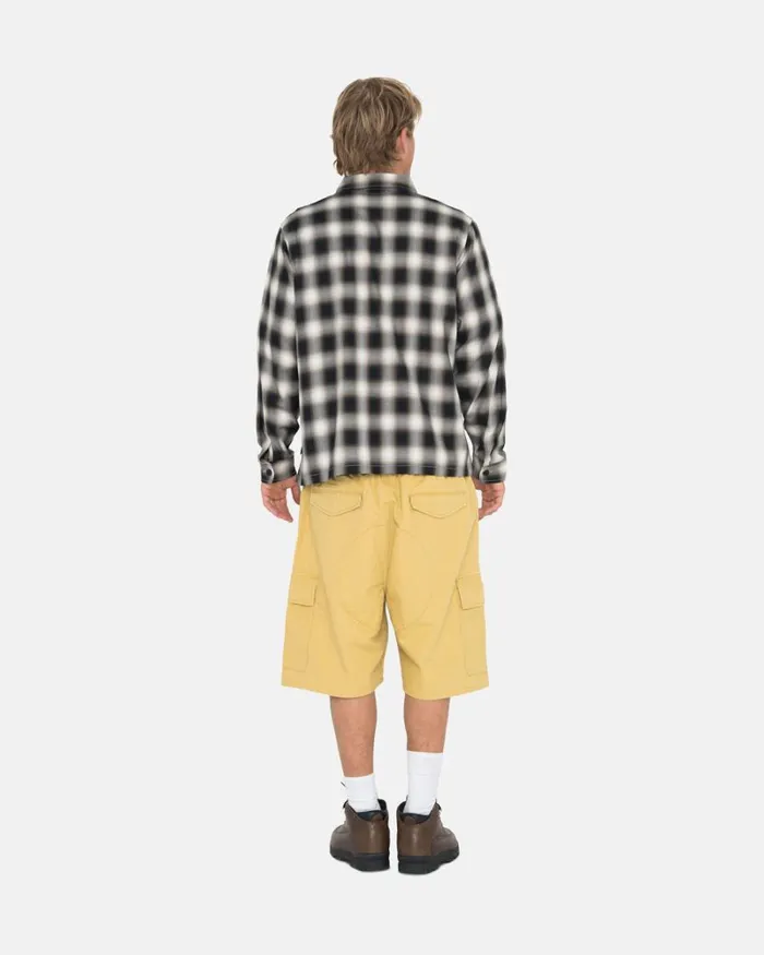 Tops and Shirts Men Stussy EDDIE PLAID ZIP SHIRT Black Tops and Shirts Men Stussy EDDIE PLAID ZIP SHIRT Black