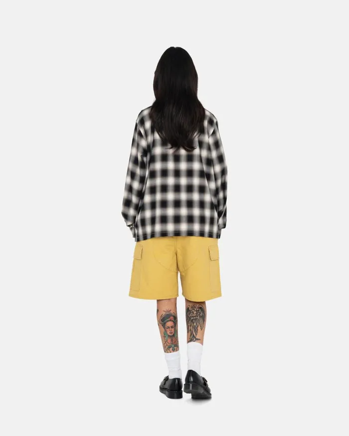 Tops and Shirts Men Stussy EDDIE PLAID ZIP SHIRT Black Tops and Shirts Men Stussy EDDIE PLAID ZIP SHIRT Black