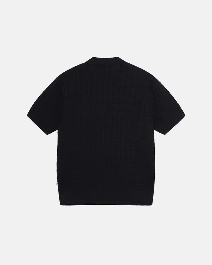 Tops and Shirts Men Stussy HALF ZIP POLO SWEATER Black Tops and Shirts Men Stussy HALF ZIP POLO SWEATER Black