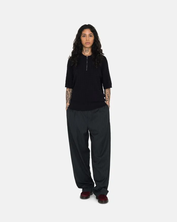 Tops and Shirts Men Stussy HALF ZIP POLO SWEATER Black Tops and Shirts Men Stussy HALF ZIP POLO SWEATER Black