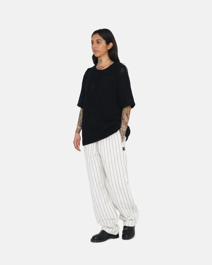 Tops and Shirts Men Stussy O039DYED HEAVYWEIGHT MESH CREW Solid Black Tops and Shirts Men Stussy O039DYED HEAVYWEIGHT MESH CREW Solid Black