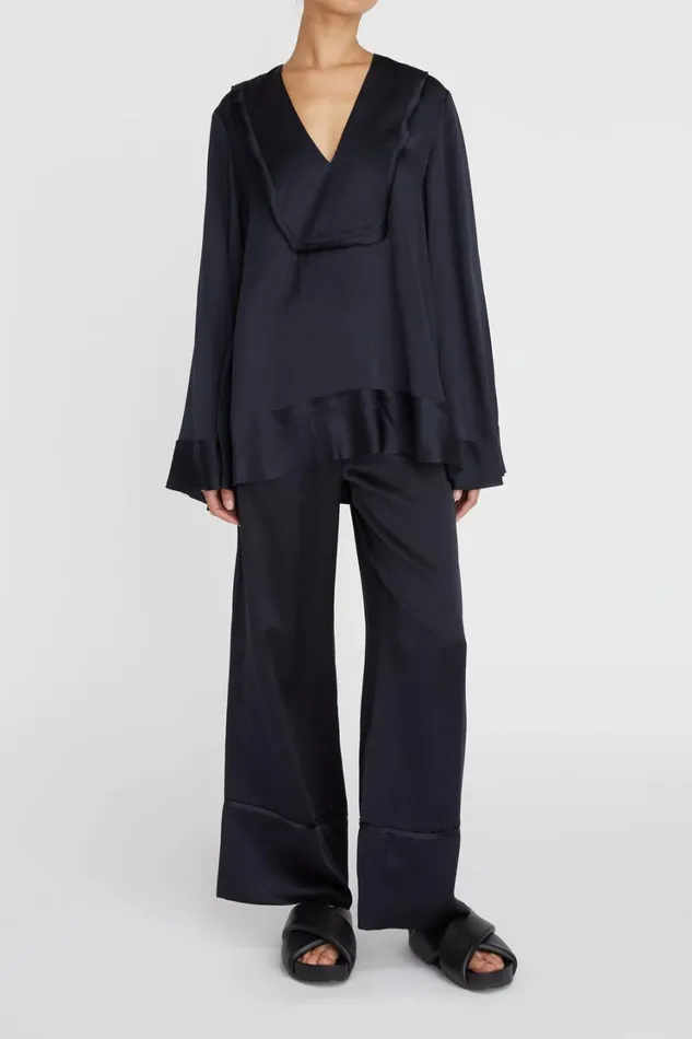Tops And Shirts Women Lee Mathews Stella Silk Satin LS Blouse