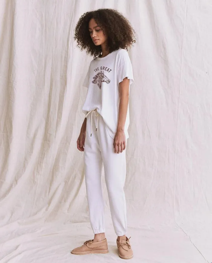 Tops Women039s The Great The Boxy Crew True White With Bronco Graphic