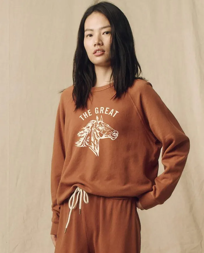 Tops Women039s The Great The College Sweatshirt Canyon With Cream Bronco Graphic