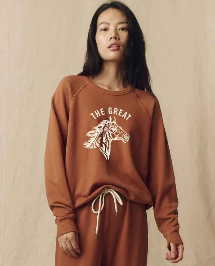 Tops Women039s The Great The College Sweatshirt Canyon With Cream Bronco Graphic