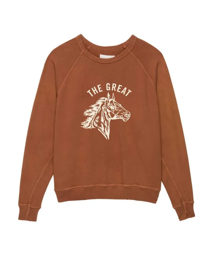 Tops Women039s The Great The College Sweatshirt Canyon With Cream Bronco Graphic