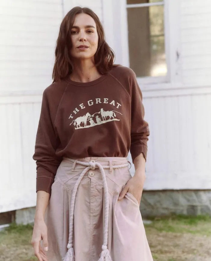 Tops Women039s The Great The College Sweatshirt Hickory With Gaucho Graphic