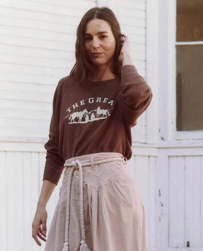 Tops Women039s The Great The College Sweatshirt Hickory With Gaucho Graphic