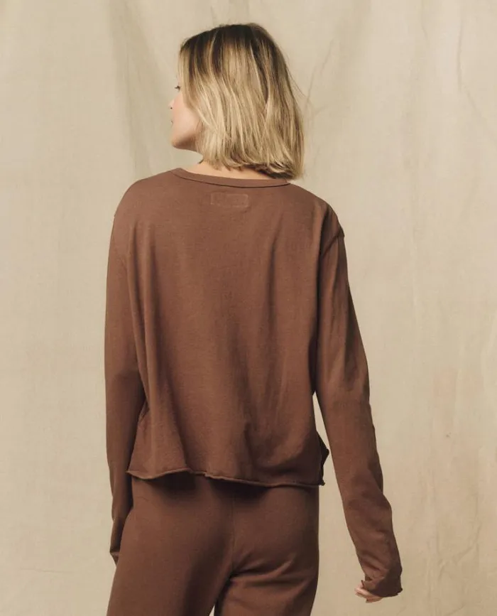Tops Women039s The Great The Long Sleeve Crop Tee Hickory