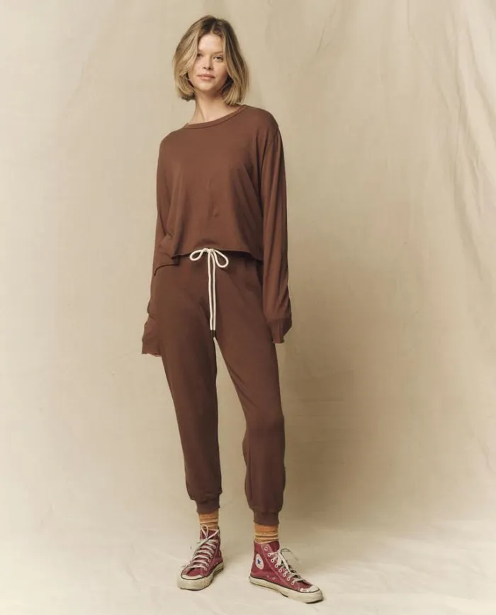 Tops Women039s The Great The Long Sleeve Crop Tee Hickory