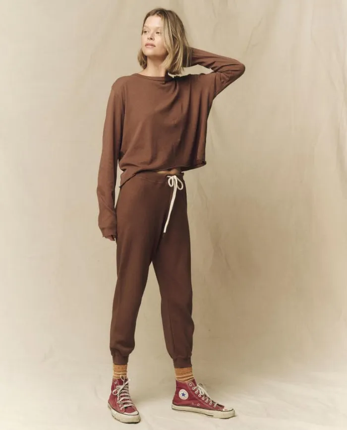 Tops Women039s The Great The Long Sleeve Crop Tee Hickory