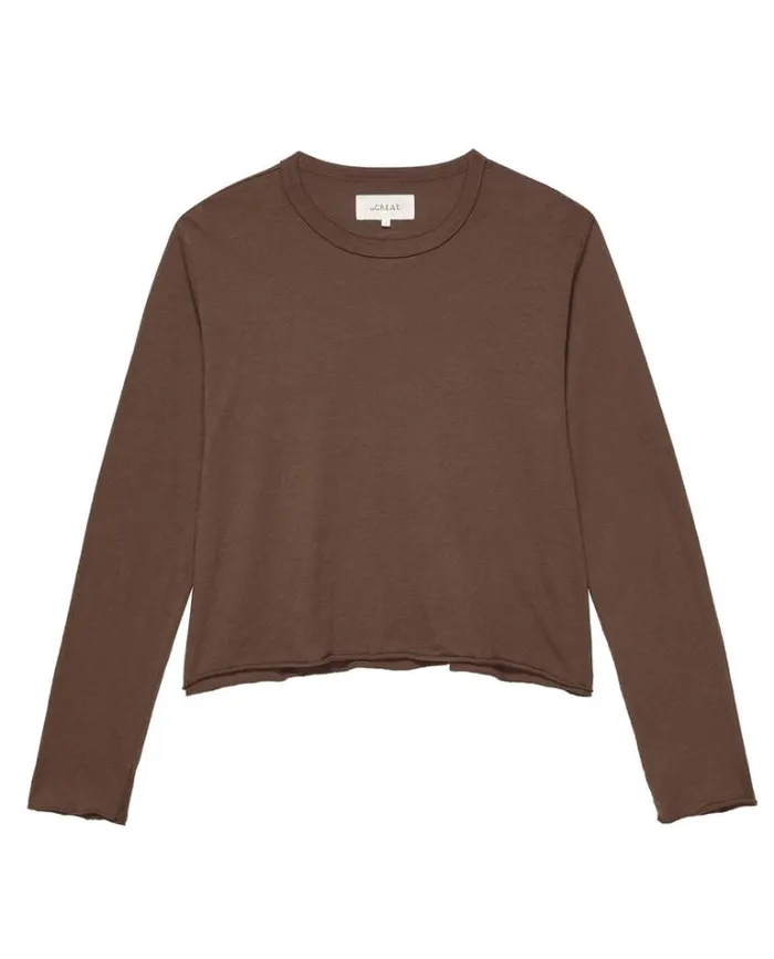 Tops Women039s The Great The Long Sleeve Crop Tee Hickory