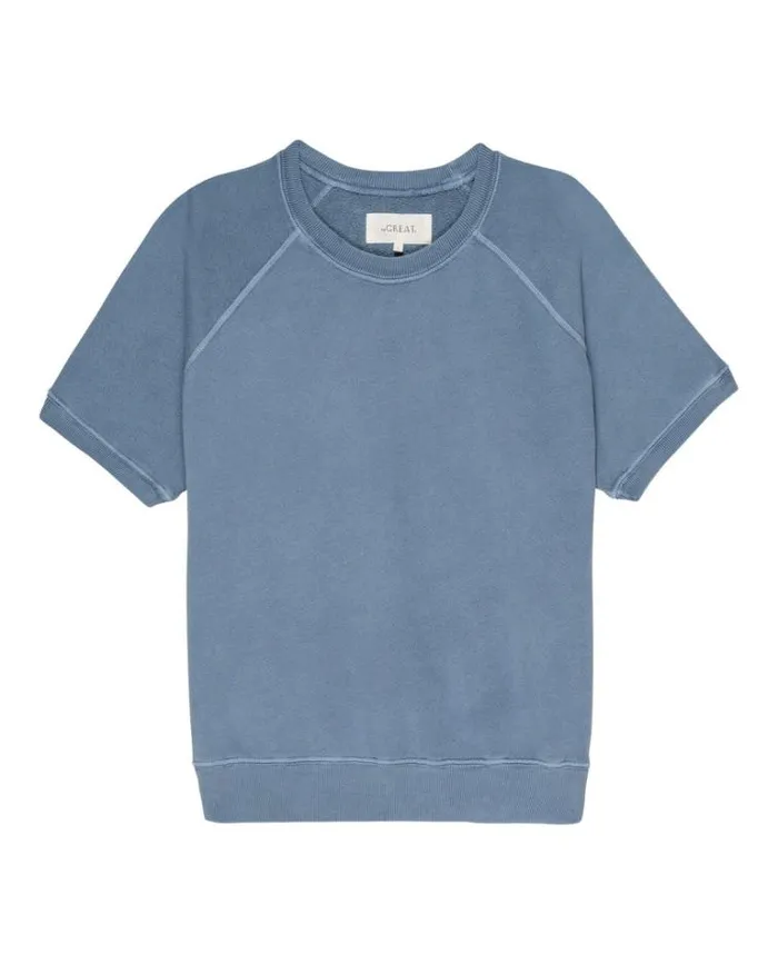 Tops Women039s The Great The Short Sleeve Sweatshirt Vintage Cornflower