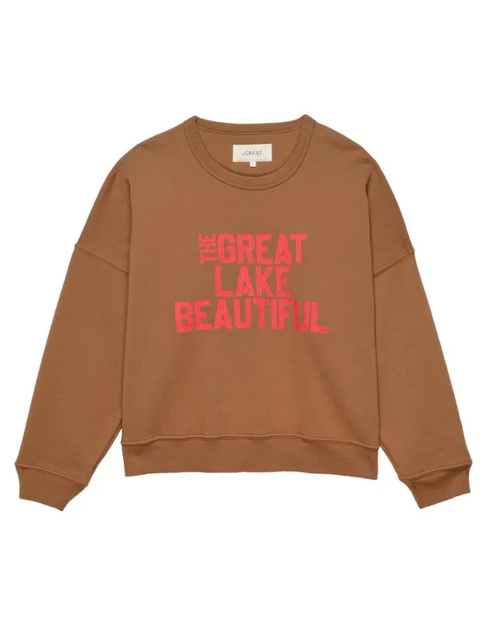 Tops Women039s The Great The Teammate Sweatshirt Bright Maple With The Great Lake Beautiful Graphic