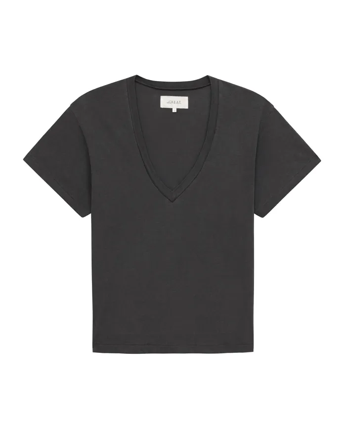 Tops Women039s The Great The VNeck Tee Washed Black