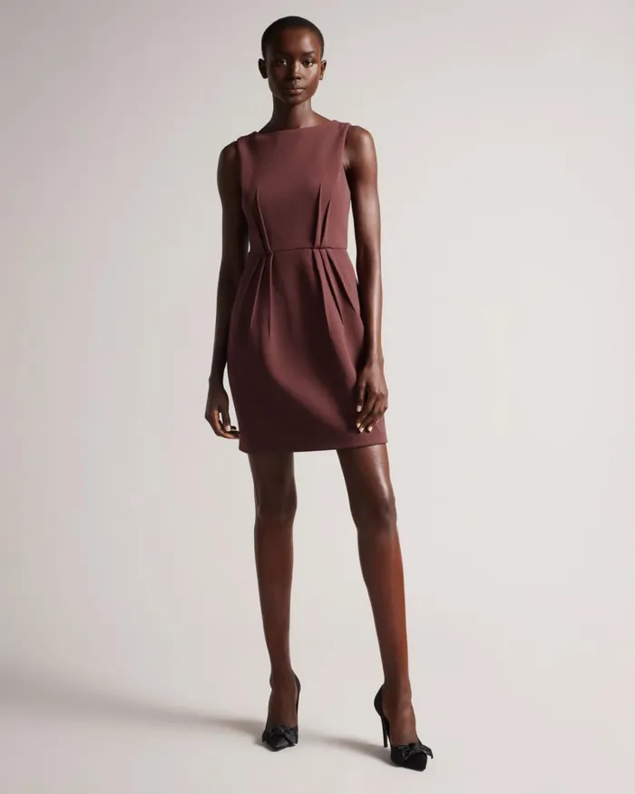 Tulip Skirt Dress Brown Women Ted Baker Clothing Tulip Skirt Dress Brown Women Ted Baker Clothing