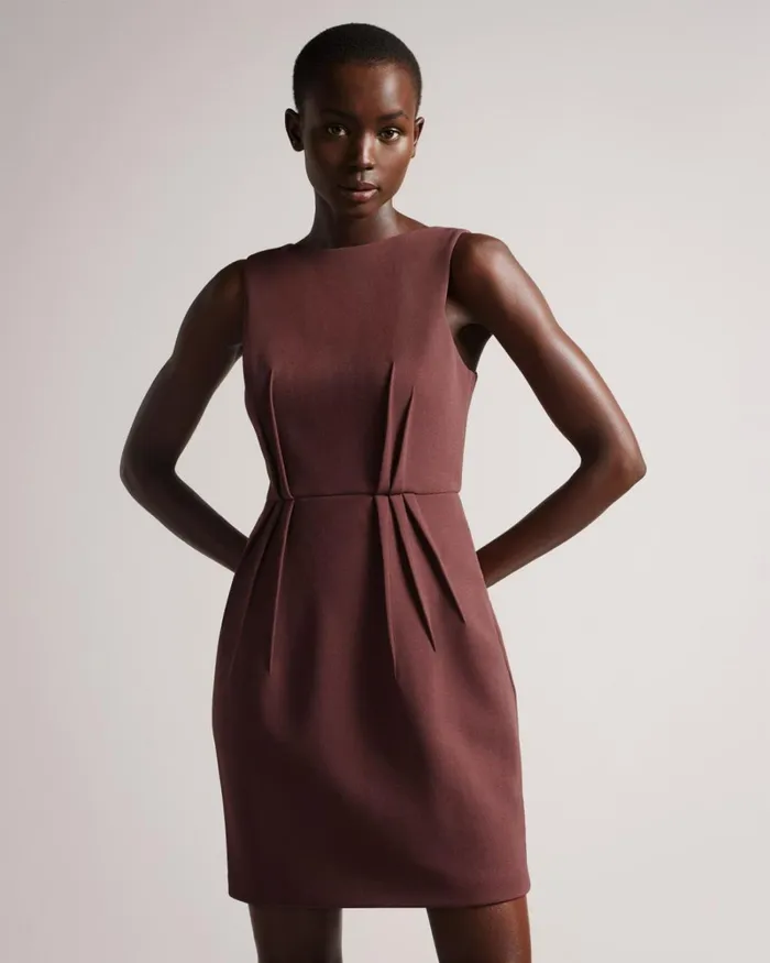 Tulip Skirt Dress Brown Women Ted Baker Clothing Tulip Skirt Dress Brown Women Ted Baker Clothing