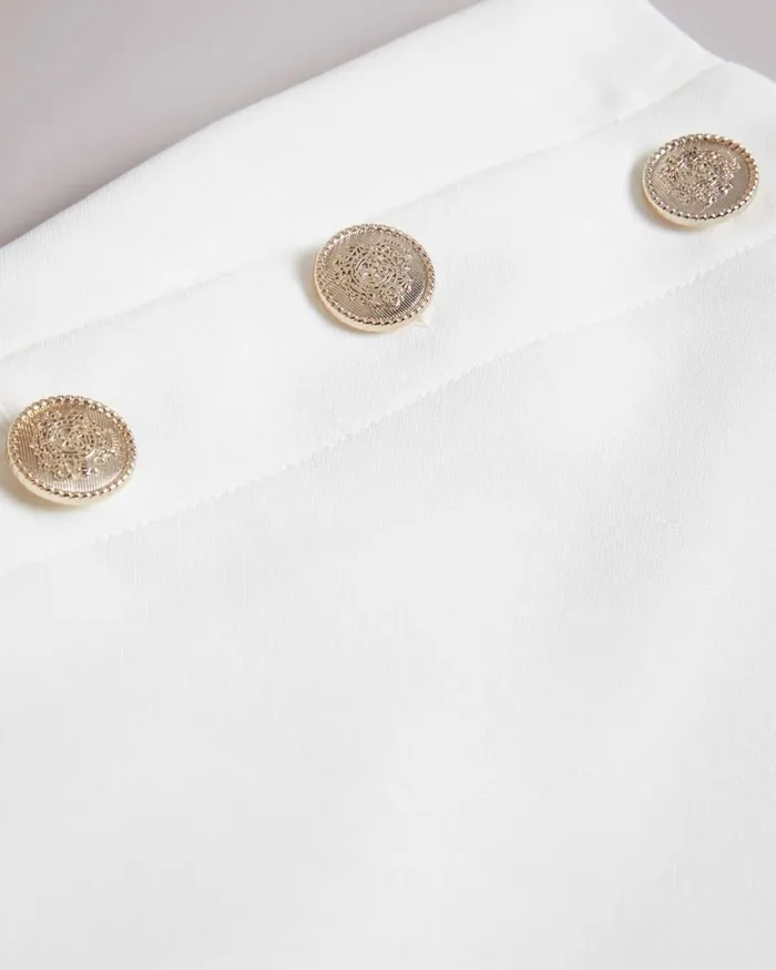 Twill Shorts With Embossed Buttons White Women Ted Baker Clothing Twill Shorts With Embossed Buttons White Women Ted Baker Clothing