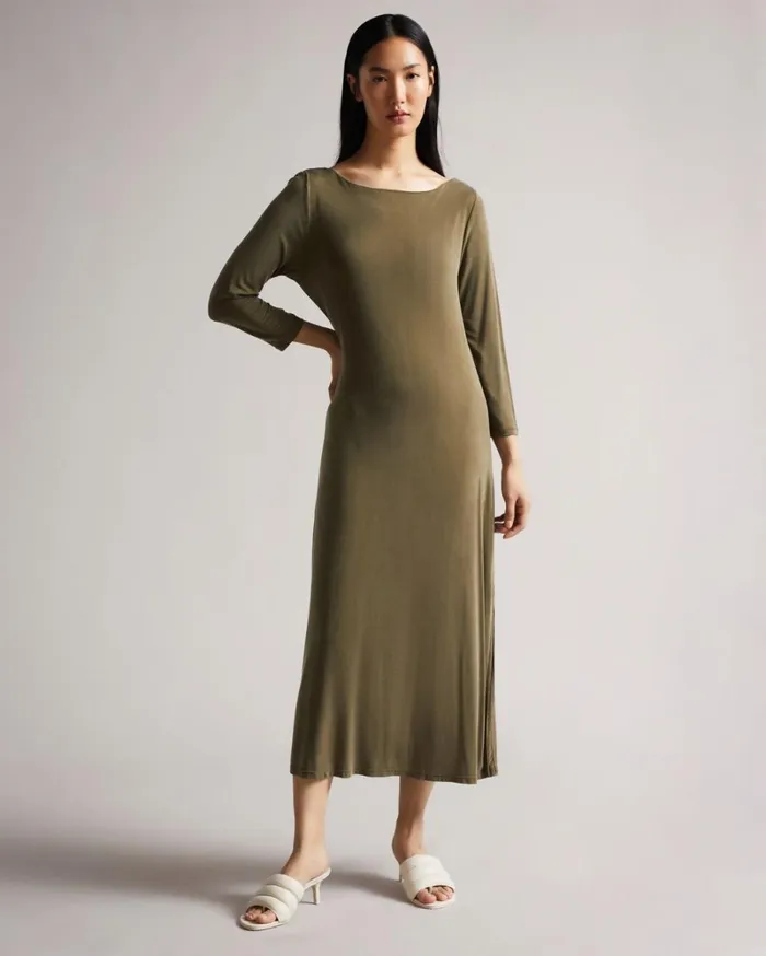 Twist Back Jersey Dress DkGreen Women Ted Baker Dresses Twist Back Jersey Dress DkGreen Women Ted Baker Dresses