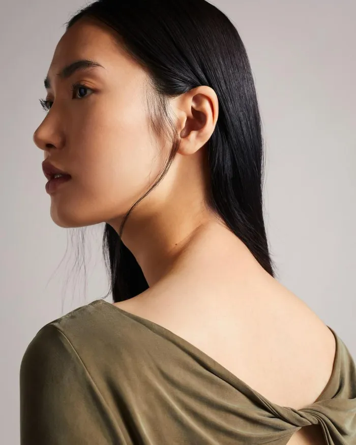 Twist Back Jersey Dress DkGreen Women Ted Baker Dresses Twist Back Jersey Dress DkGreen Women Ted Baker Dresses