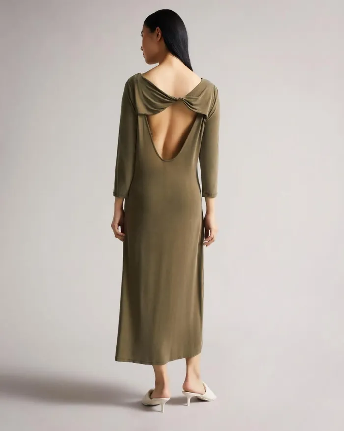 Twist Back Jersey Dress DkGreen Women Ted Baker Dresses Twist Back Jersey Dress DkGreen Women Ted Baker Dresses