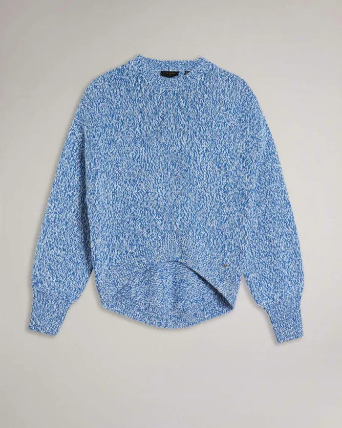 Twisted Yarn Curved Hem Sweater Bright Blue Women Ted Baker Sweaters
