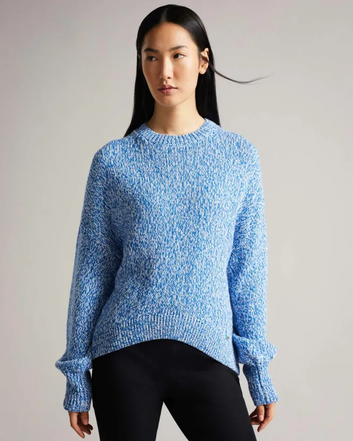 Twisted Yarn Curved Hem Sweater Bright Blue Women Ted Baker Sweaters Twisted Yarn Curved Hem Sweater Bright Blue Women Ted Baker Sweaters