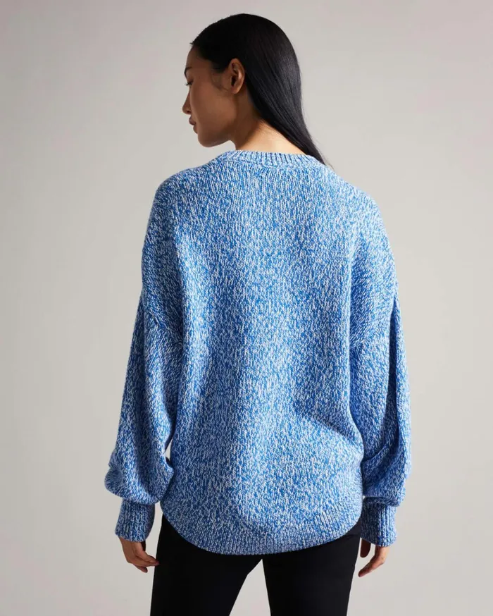 Twisted Yarn Curved Hem Sweater Bright Blue Women Ted Baker Sweaters Twisted Yarn Curved Hem Sweater Bright Blue Women Ted Baker Sweaters