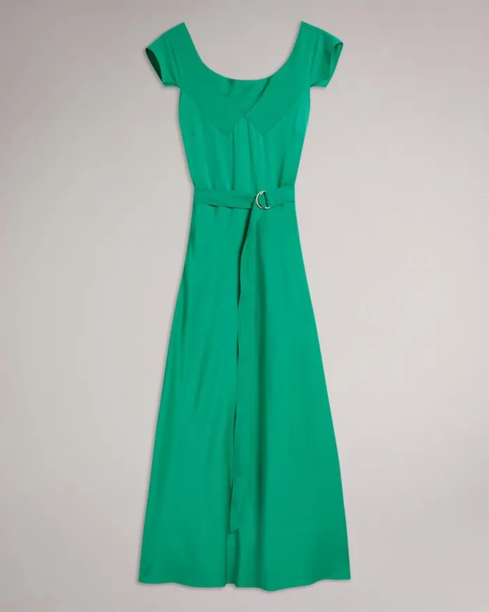 V Neck Bias Cut Midi Dress Medium Green Women Ted Baker Dresses