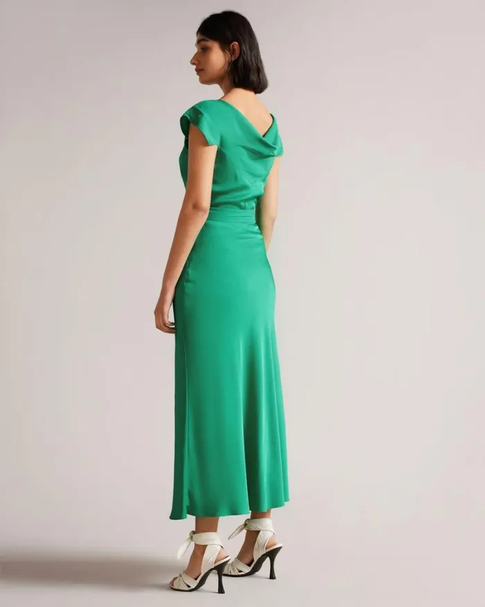 V Neck Bias Cut Midi Dress Medium Green Women Ted Baker Dresses
