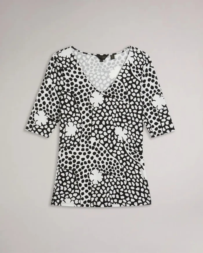 Vneck Fitted Tee Black Women Ted Baker Tops and TShirts