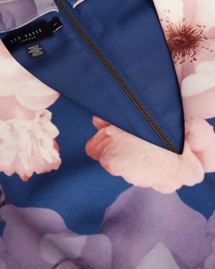VNeck Printed Skater Dress Dark Blue Women Ted Baker Clothing VNeck Printed Skater Dress Dark Blue Women Ted Baker Clothing