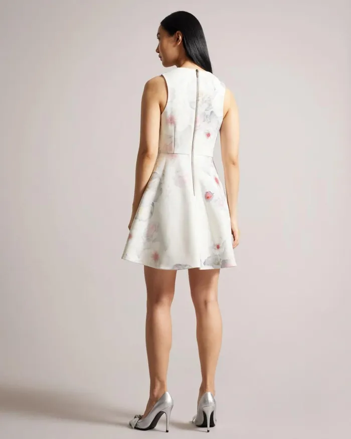 VNeck Printed Skater Dress Natural Women Ted Baker Clothing VNeck Printed Skater Dress Natural Women Ted Baker Clothing