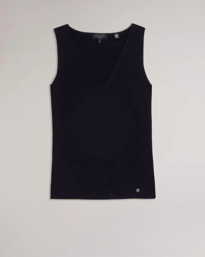VNeck Slim Fit Knit Top Black Women Ted Baker Clothing