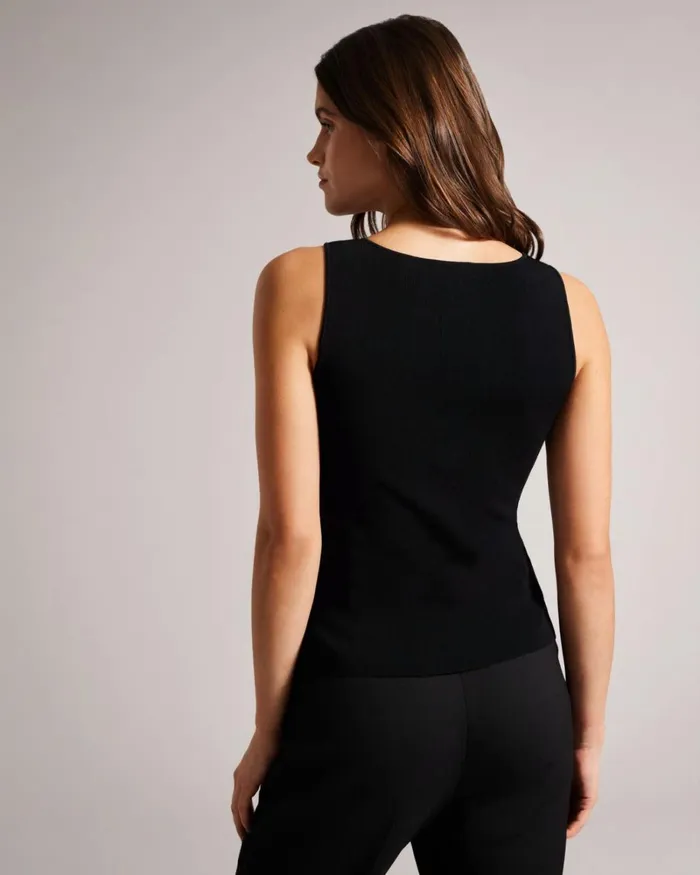 VNeck Slim Fit Knit Top Black Women Ted Baker Clothing