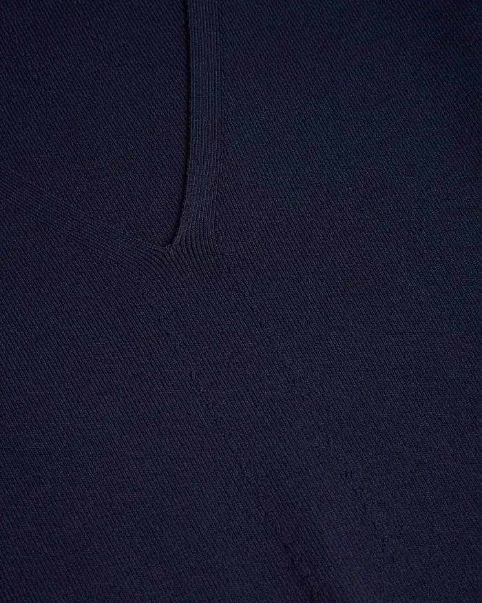 VNeck Slim Fit Knit Top Dark Blue Women Ted Baker Clothing