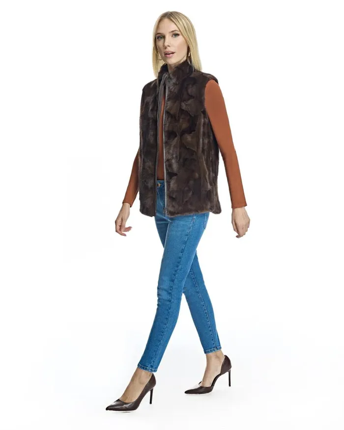 Vests Women039s Maximilian Mink Sections Vest