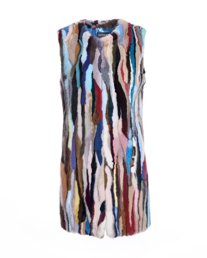 Vests Women039s Maximilian Multicolor Mink Sections Vest