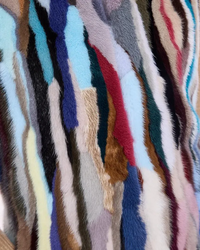 Vests Women039s Maximilian Multicolor Mink Sections Vest