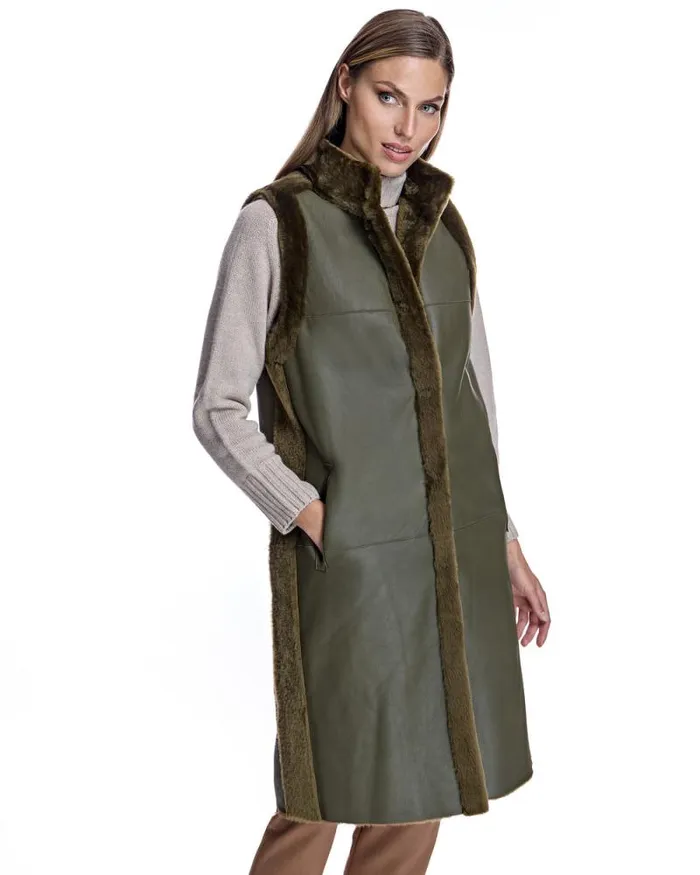 Vests Women039s Maximilian Reversible Shearling Vest