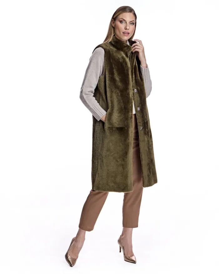 Vests Women039s Maximilian Reversible Shearling Vest