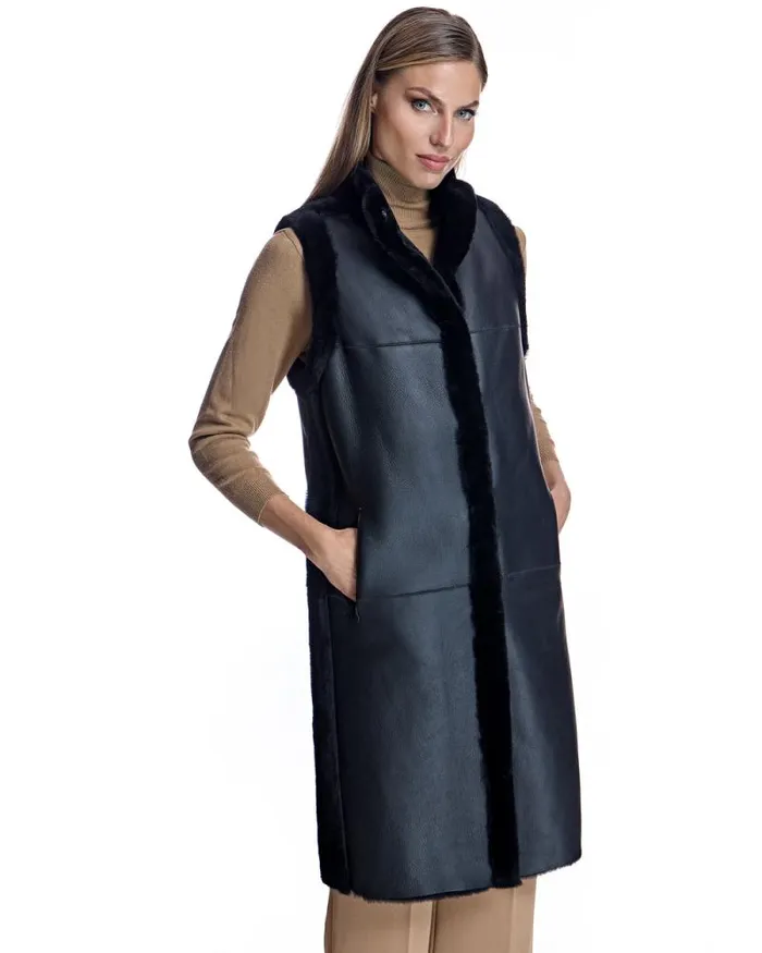 Vests Women039s Maximilian Reversible Shearling Vest