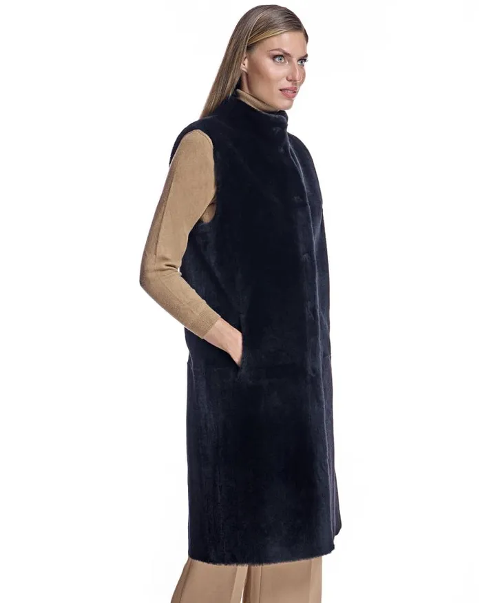 Vests Women039s Maximilian Reversible Shearling Vest