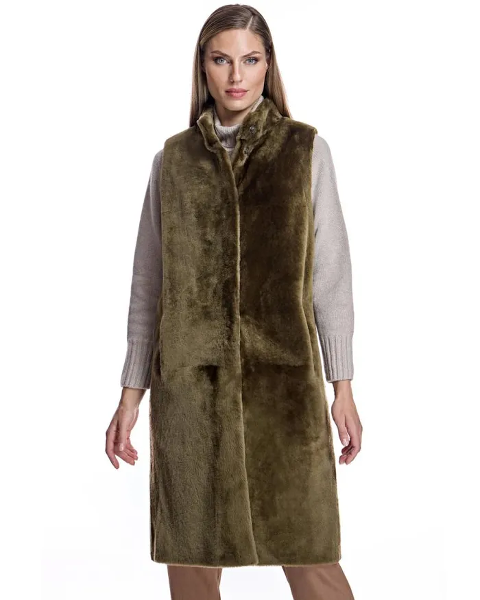 Vests Women039s Maximilian Reversible Shearling Vest