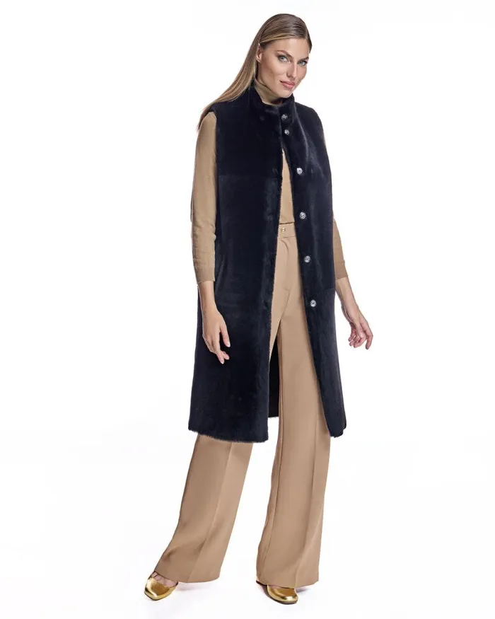 Vests Women039s Maximilian Reversible Shearling Vest