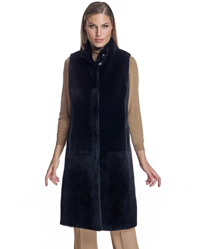 Vests Women039s Maximilian Reversible Shearling Vest