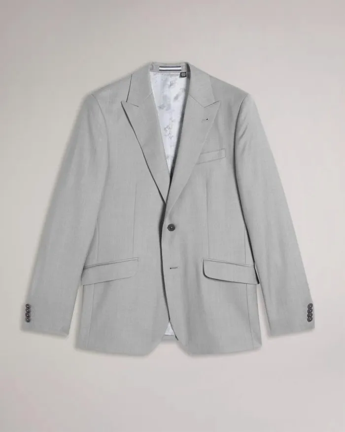 Virgin Wool Blazer Light Gray Men Ted Baker Clothing
