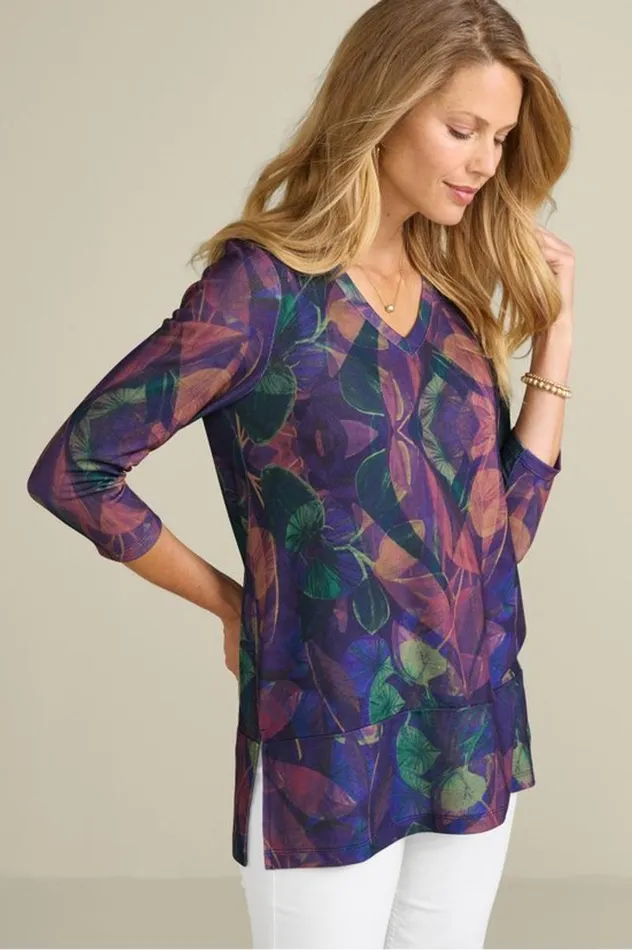 Women Alila 34 Sleeve Tunic Warm Iris Multi Soft Surroundings Tops