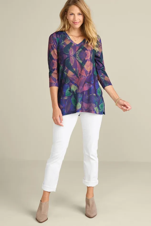 Women Alila 34 Sleeve Tunic Warm Iris Multi Soft Surroundings Tops Women Alila 34 Sleeve Tunic Warm Iris Multi Soft Surroundings Tops
